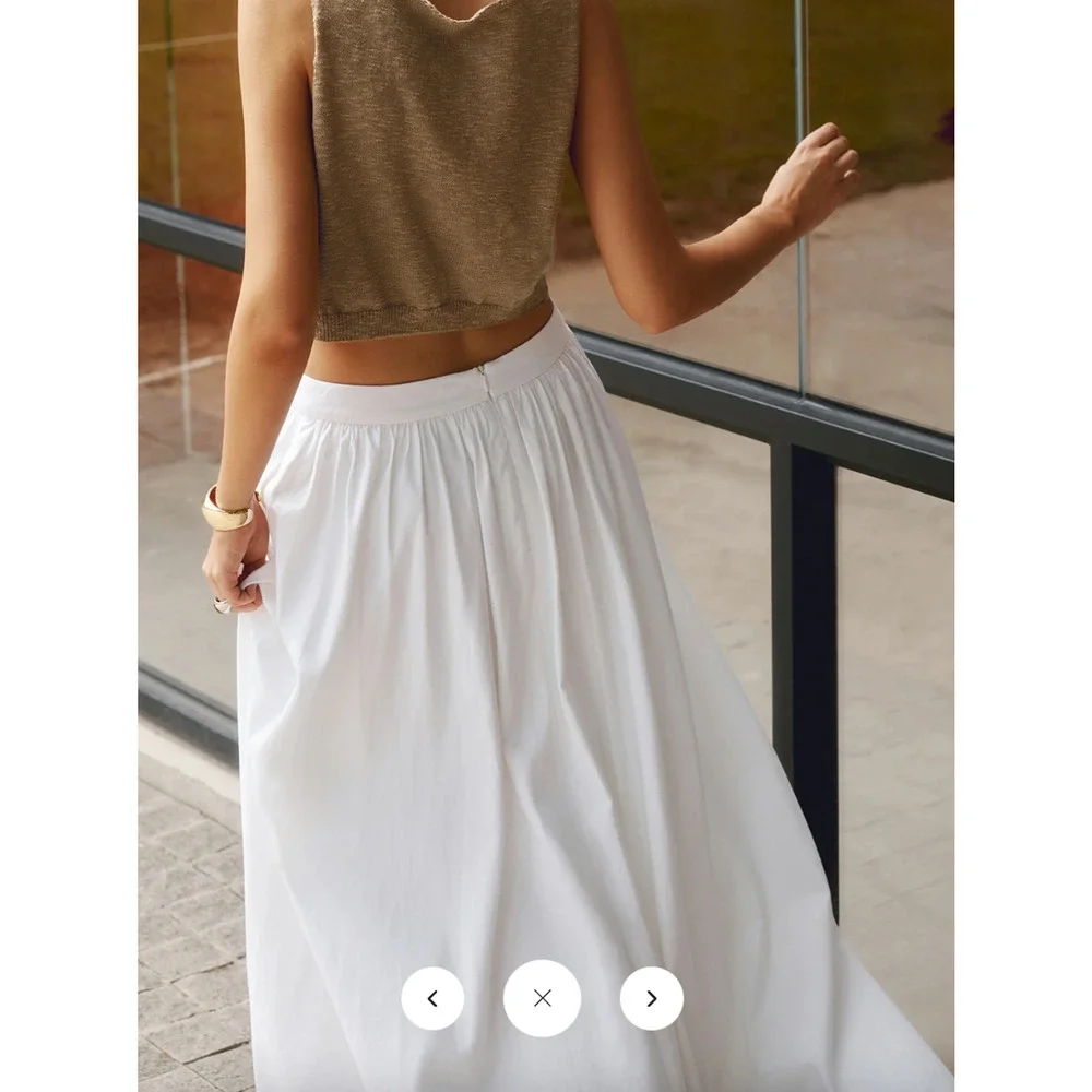 NWT Commense Cotton Pleated Maxi Skirt Sz S - Picture 4 of 5